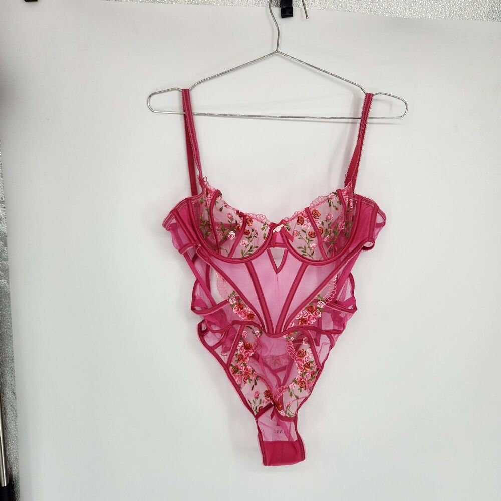 Lounge Small+ Pink Camellia Balcony Bodysuit NWT